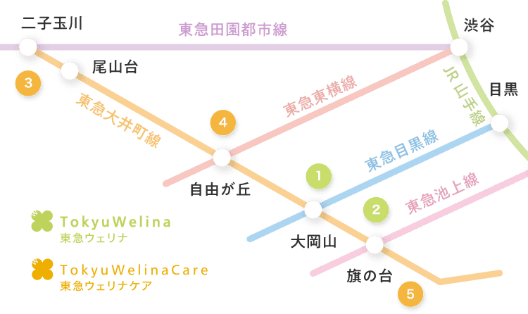 東急ウェリナ東急ウェリナケア有料老人ホームの路線図