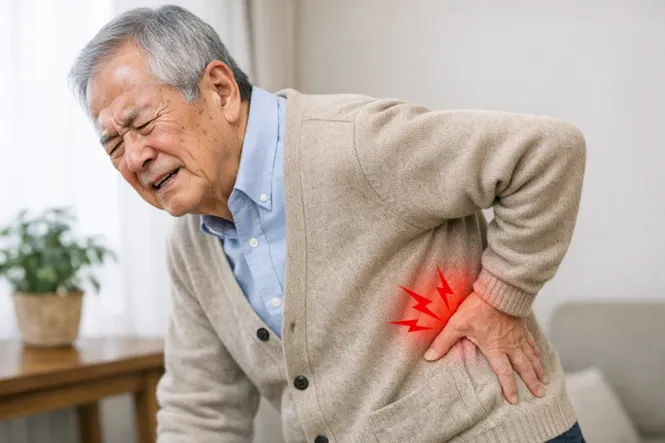 腰の痛みを感じる高齢者