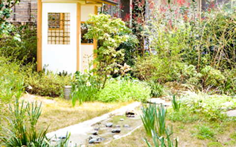緑豊かな屋上和風庭園